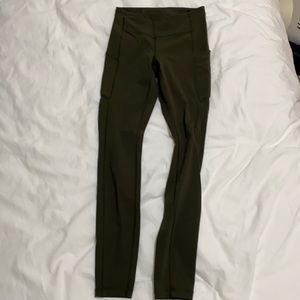 Size 4. Lululemon dark olive.
